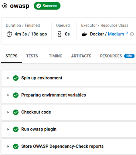 CircleCI pipeline showing green checkbox hiding detected vulnerabilities