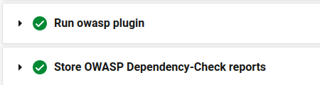 DependencyCheck report job with a green checkmark