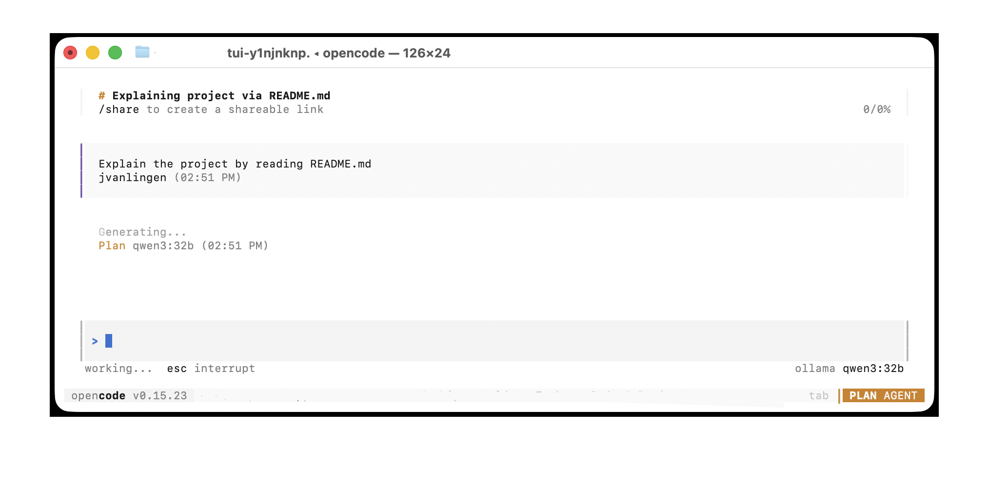 opencode with qwen3 32b