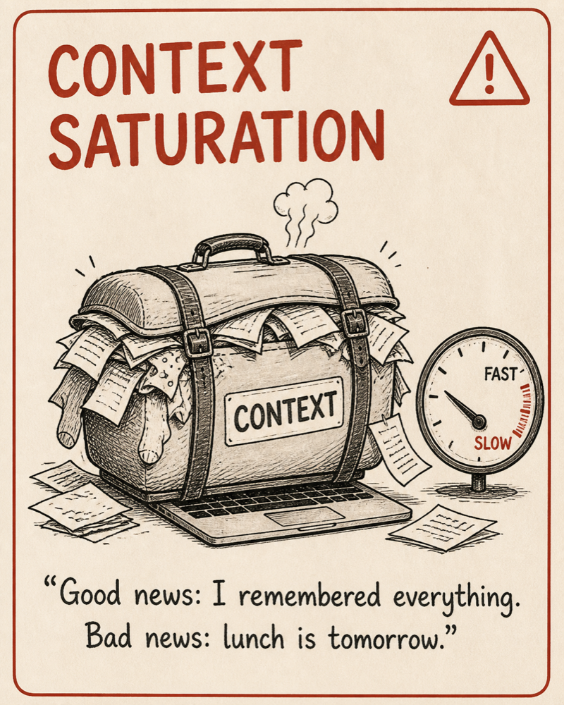 Context saturation and local inference performance